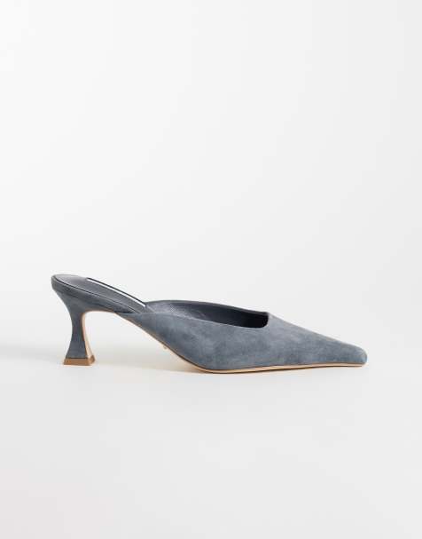 Tony Bianco Juniper heeled mules in steel blue suede - view 1