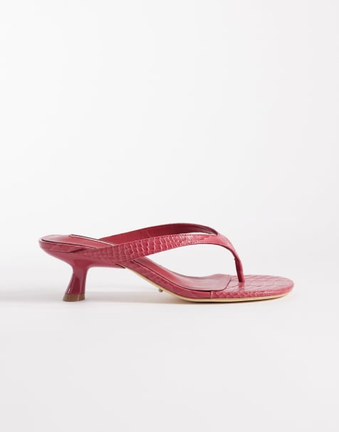 Tony Bianco Krista kitten heel toe-thong sandals in red python - view 1