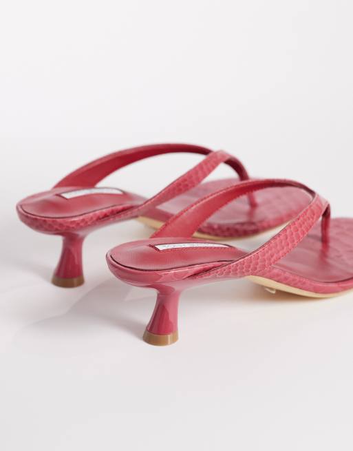 Tony Bianco Krista kitten heel toe-thong sandals in red python, 3 of 4