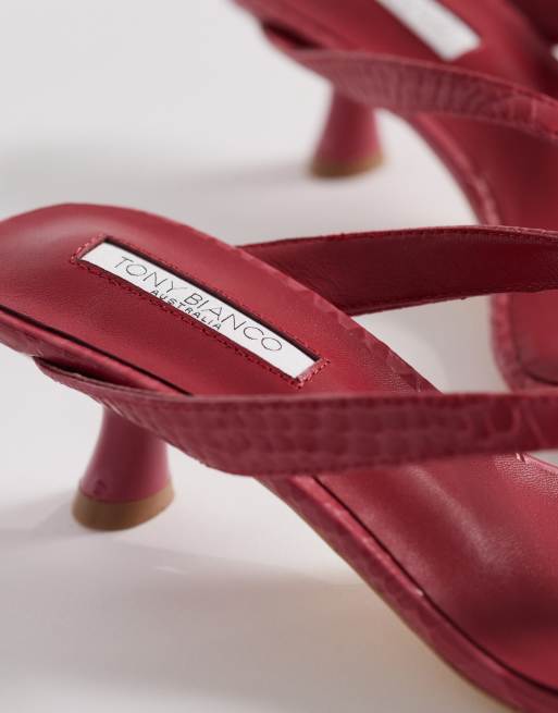 Tony Bianco Krista kitten heel toe-thong sandals in red python, 4 of 4