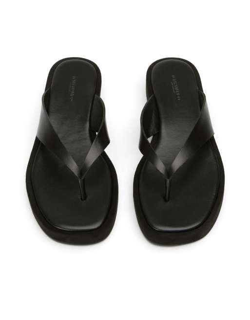 Tony Bianco Kyra toe thong sandals in black leather, 2 of 4
