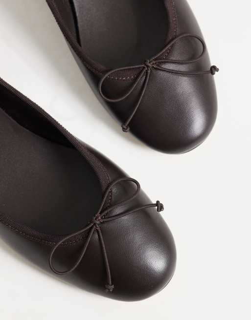 Tony Bianco Maddi low heel ballet shoes in brown leather, 3 of 4