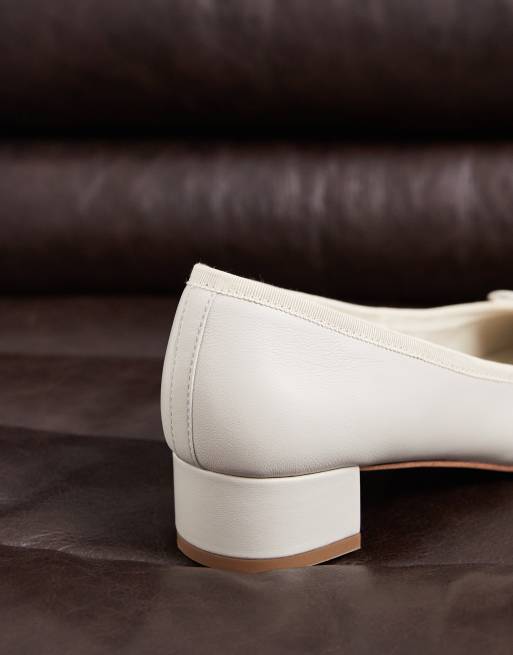 Tony Bianco Maddi low heel ballet shoes in white leather, 4 of 5