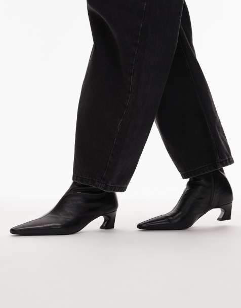 Tony Bianco Margot curved kitten heel ankle boots in black  - view 1