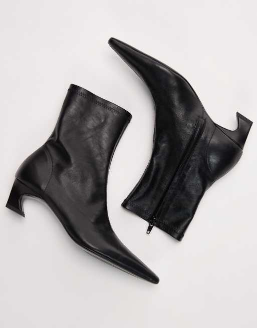 Tony Bianco Margot curved kitten heel ankle boots in black , 2 of 4