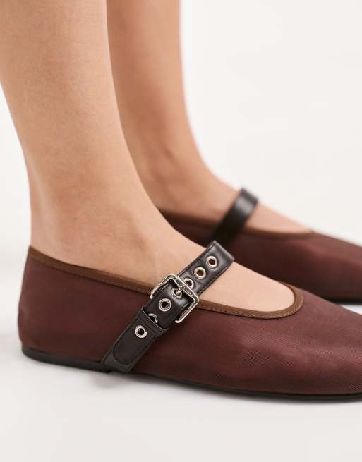 Tony Bianco - Mimzy - Ballerines plates en tulle avec bride à boucle - Marron, 3 de 5