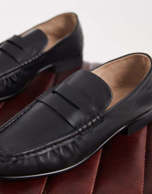 Tony Bianco - mocasines de punta cuadrada en cuero negro, 3 de 4