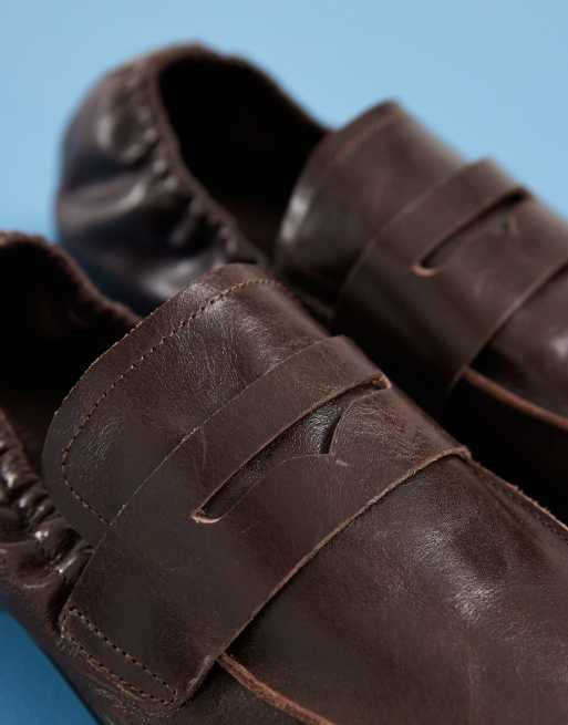 Tony Bianco - mocasines Gloria de punta cuadrada en piel vintage chocolate, 2 de 4