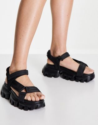 Tony Bianco Nikita sporty chunky sandals in black grosgrain