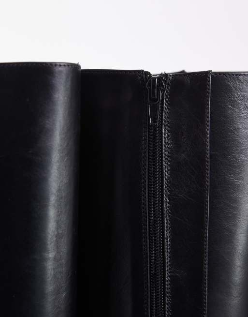 Tony Bianco Raye block heel knee boots in black leather, 2 of 4