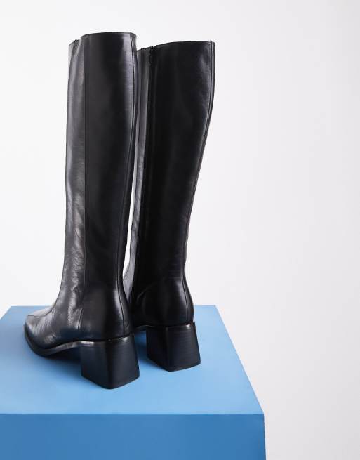 Tony Bianco Raye block heel knee boots in black leather, 3 of 4