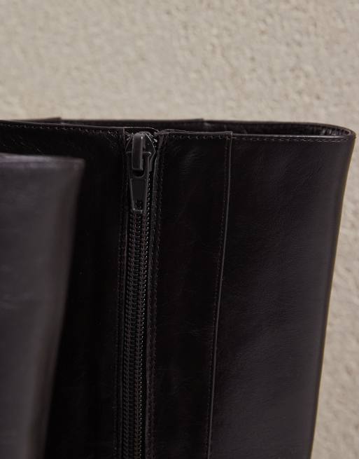 Tony Bianco Raye block heel knee boots in brown leather, 3 of 4