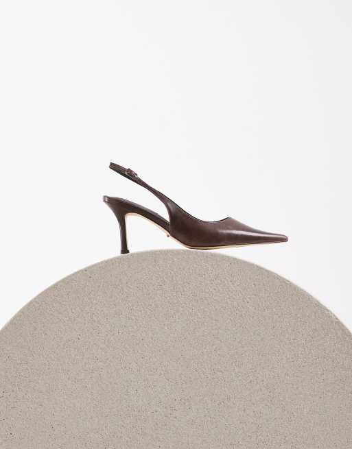 Tony Bianco Samar slingback heeled shoes in choc vintage leather, 1 of 4
