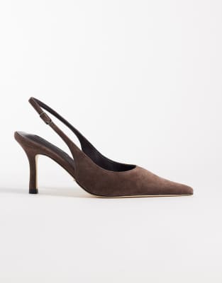  Samar slingback heeled shoes in espresso suede