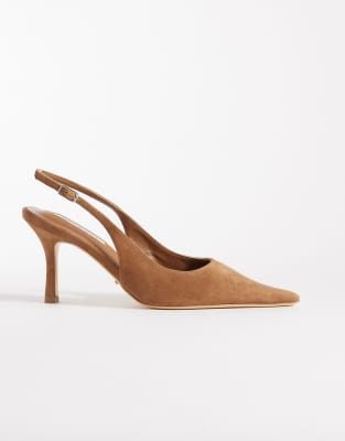  Samar slingback heeled shoes in taupe suede