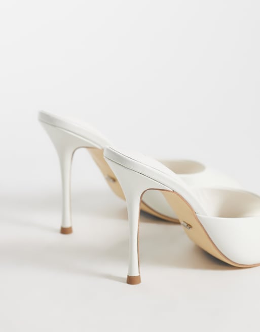 Tony Bianco Sandra sandali mule con tacco alto bianchi lucidi, 3 di 4