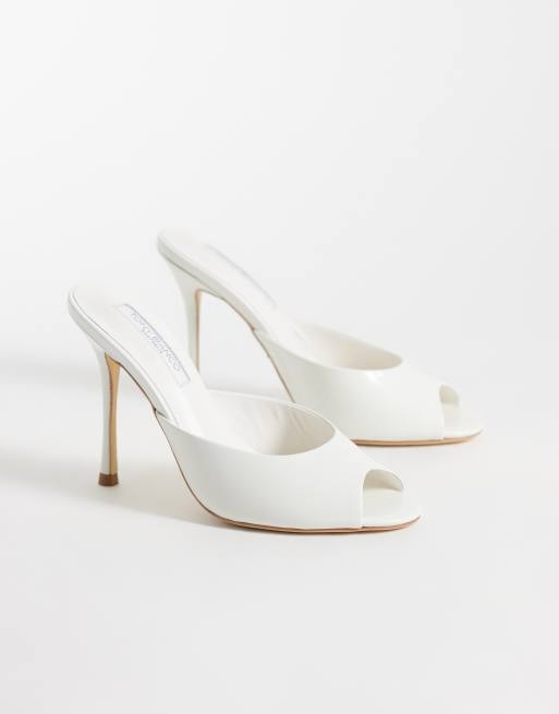 Tony Bianco Sandra sandali mule con tacco alto bianchi lucidi, 4 di 4