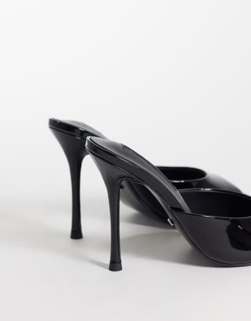 Tony Bianco Sandra sandali mule con tacco alto in vernice nera, 2 di 4