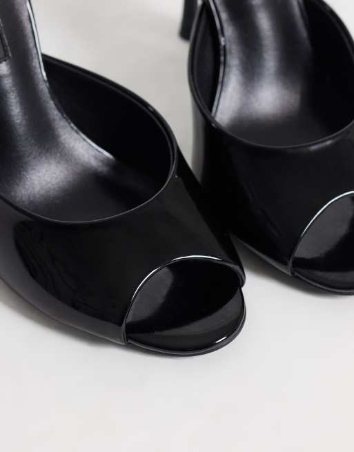 Tony Bianco Sandra sandali mule con tacco alto in vernice nera, 3 di 4