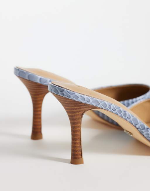 Tony Bianco - Sicily - Mules azules de tacón con diseño de pitón efecto denim, 4 de 4