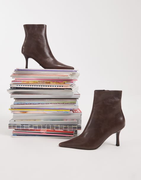 Tony Bianco Sweetie pointed toe heeled boots in vintage chocolate - view 1