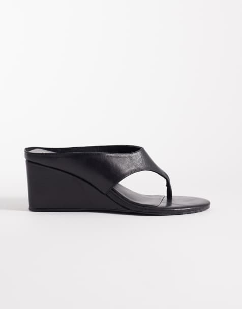 Tony Bianco Swift heeled wedge sandals in black leather - view 1