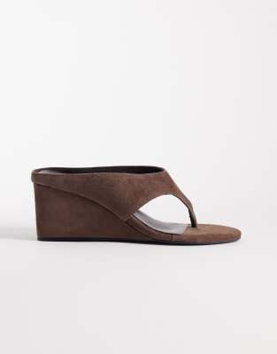  Swift heeled wedge sandals in espresso suede