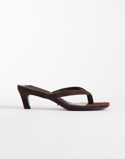 Tony Bianco - Topaz - Teensandalen van suède met kittenhak in espresso bruin - view 1