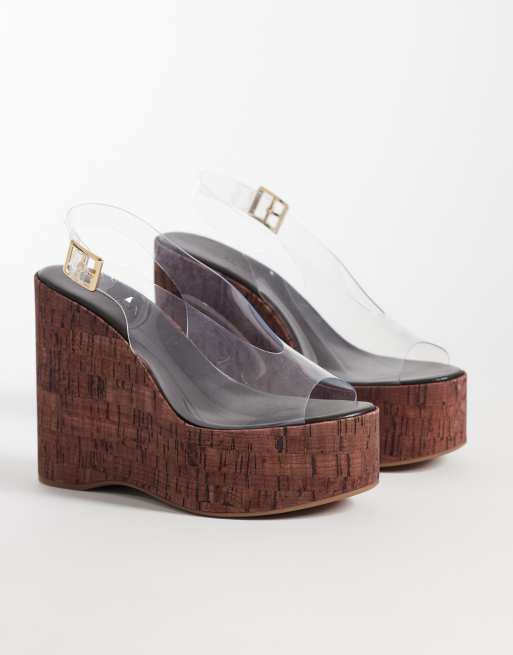 Tony Bianco Valerie cork wedge clear sandals, 2 of 4