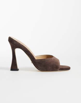  Victoria heeled mule sandals in espresso suede