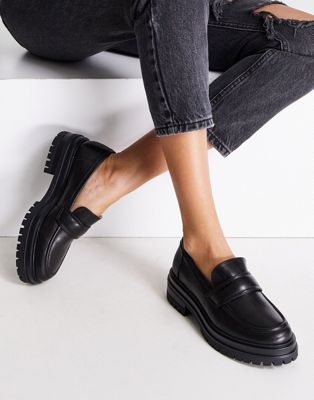 Tony Bianco Wiz leather chunky loafers in black