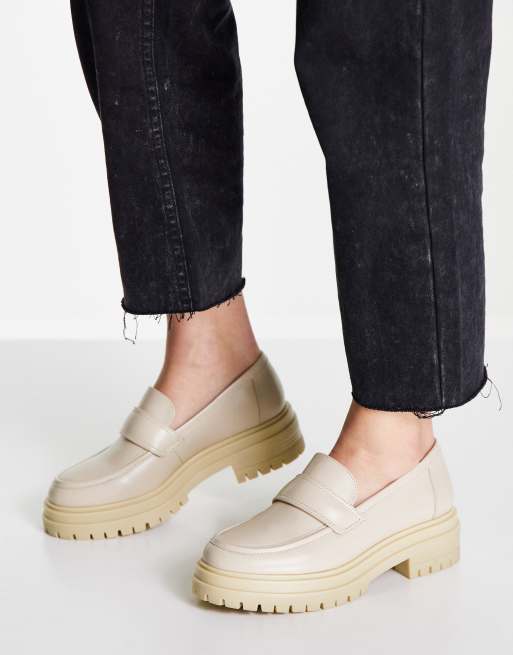 Tony Bianco Wiz leather chunky loafers in vanilla ASOS