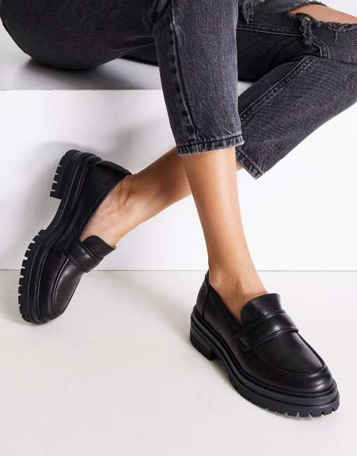 Tony Bianco – Wiz – Svarta, grova loafers i läder