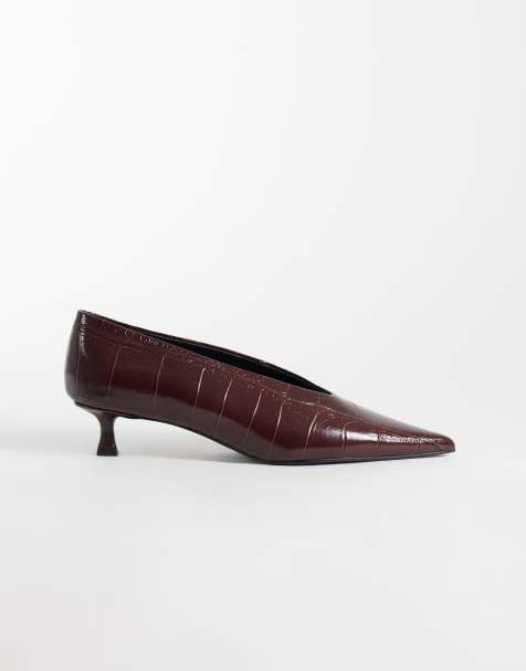 Tony Bianco - Zapatos de salón con tacón bajo Cherry en efecto cocodrilo color vino - view 1