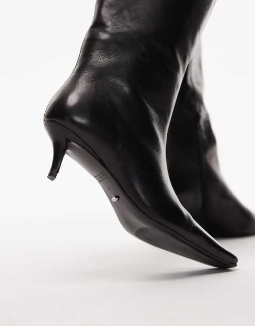Tony Bianco Zuri kitten heel boots in black leather