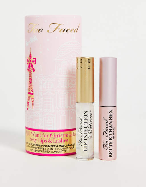 Too Faced Limited Edition – All I Want For Christmas Are Sexy Lips & Lashes – Geschenkset für Lippen und Wimpern (spare 33%)