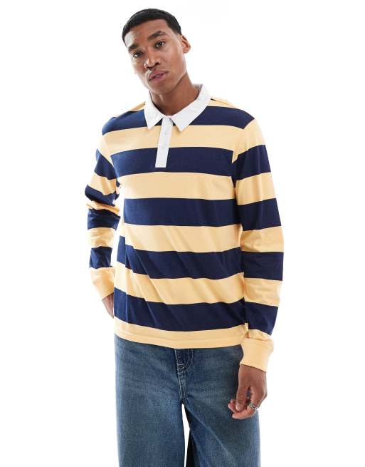 Top a rayas de colores estilo polo de rugby de manga larga de Another Influence
