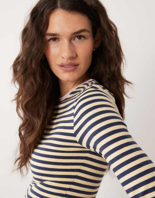Top a rayas de manga larga con cuello en contraste de Miss Selfridge, 4 de 4