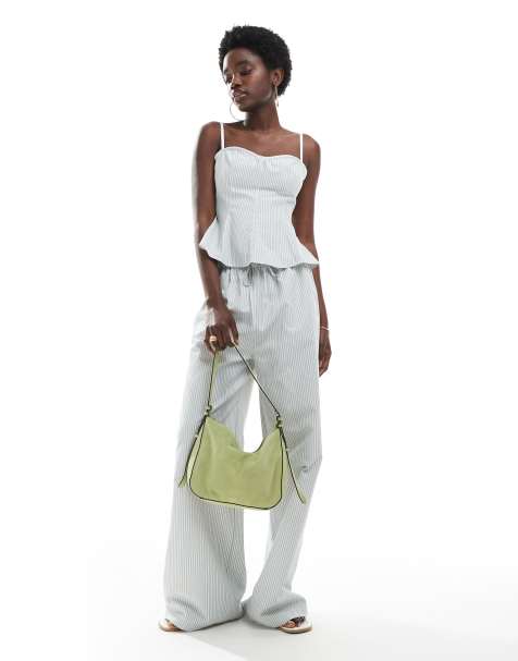 Top a rayas de tirantes con cintura entallada de ASOS DESIGN (parte de un conjunto) - view 1