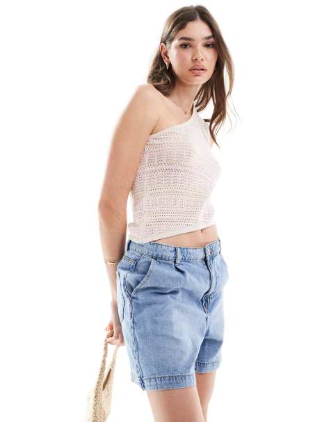 Top a rayas rosas asimétrico de punto de ASOS DESIGN - view 1