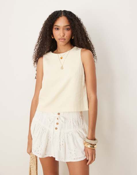 Top amarillo con lazada en la espalda de mezcla de lino de Abercrombie & Fitch - view 1