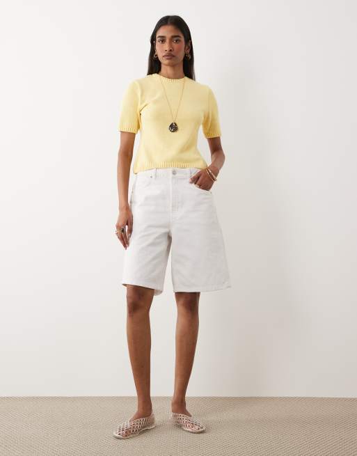 Top amarillo crema con diseño encogido de punto de ASOS DESIGN, 2 de 4