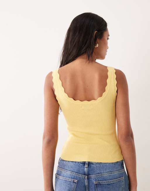 Top amarillo de tirantes con bordes festoneados de punto de JDY, 3 de 4