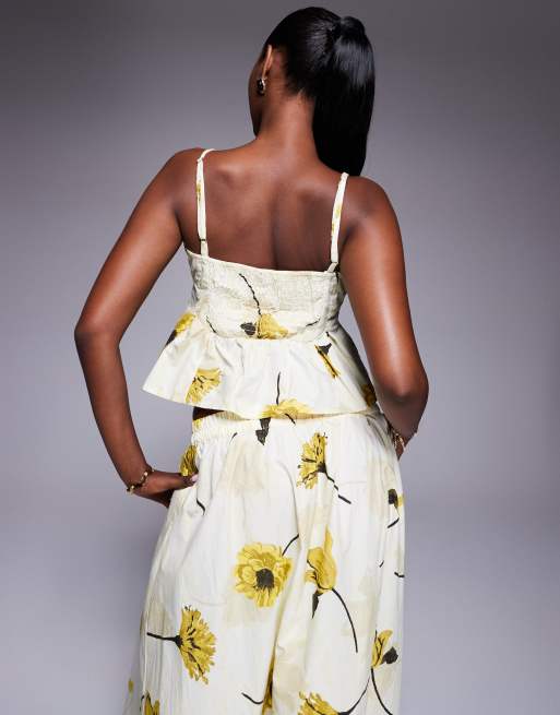 Top amarillo de tirantes con estampado floral de River Island (parte de un conjunto), 4 de 4