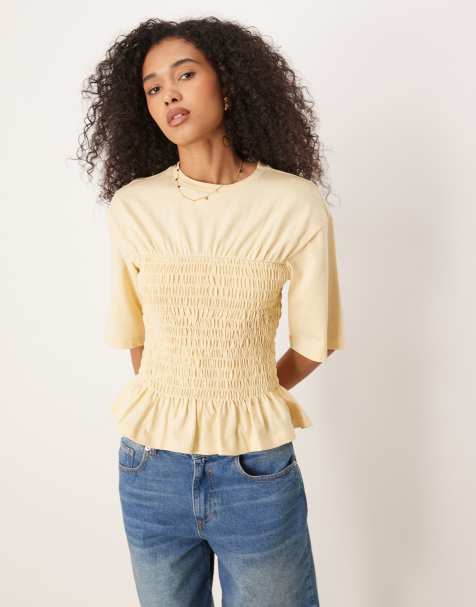 Top amarillo pálido fruncido de ASOS DESIGN - view 1