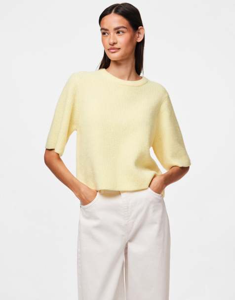 Top amarillo plátano pálido de punto de Pieces - view 1