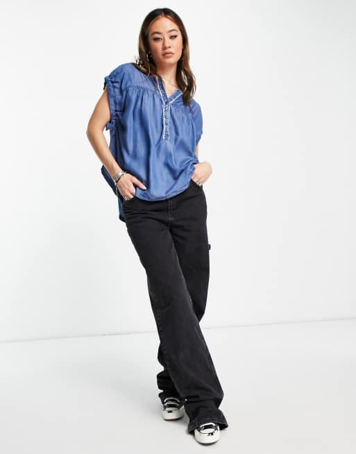Top azul añil amplio Summer Love de Free People, 3 de 4