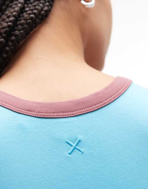 Top azul cerceta de tirantes con ribetes en contraste de COLLUSION, 2 de 4