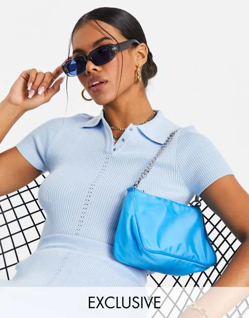 Top azul con cuello de canalé de Missguided (parte de un conjunto)