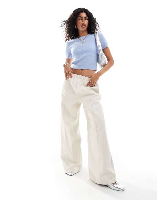 Top azul con diseño encogido de punto fino de ASOS DESIGN, 2 de 4